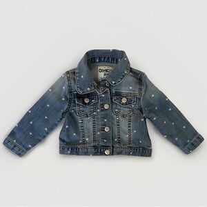 OshKosh Jean Jacket Heart Print Spring Denim Coat Toddler/Baby‎ Girl Size 18M